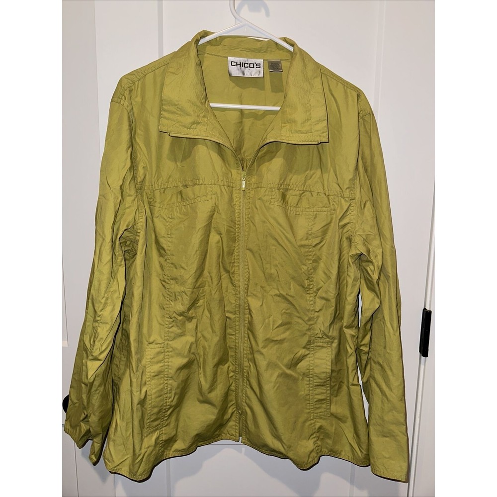 Chicos Apparel Falls Jacket Lime Green Size 3 (Xl-16)) Lightweight